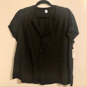 Old Navy Black Short Sleeve Button-down Top